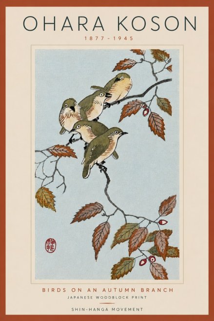 Ohara Koson Birds on an Autumn Branch No6 - Plakat