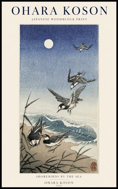 Ohara Koson Shorebirds by the Sea No1 - Plakat