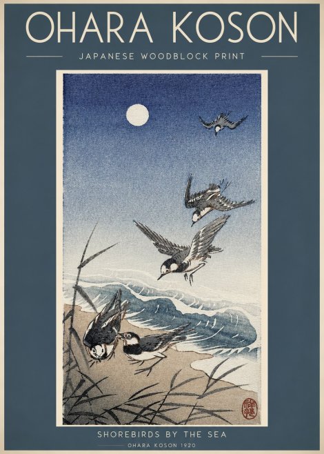 Ohara Koson Shorebirds by the Sea No2 - Plakat
