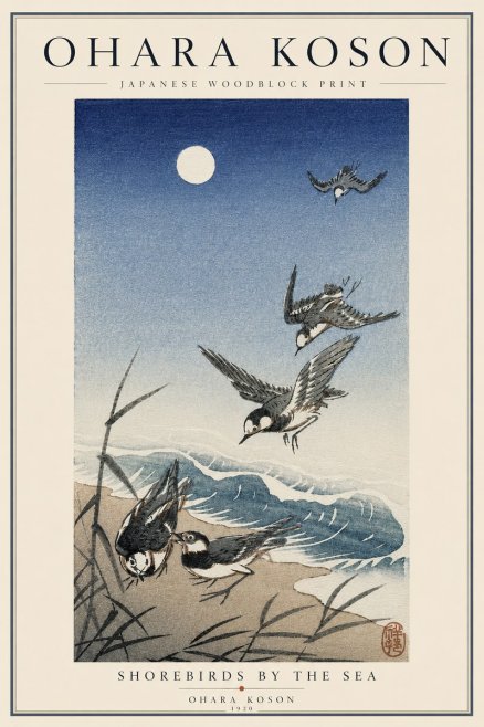 Ohara Koson Shorebirds by the Sea No3 - Plakat