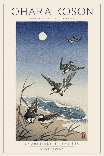Ohara Koson Shorebirds by the Sea No5 - Plakat