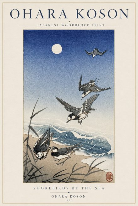 Ohara Koson Shorebirds by the Sea No6 - Plakat