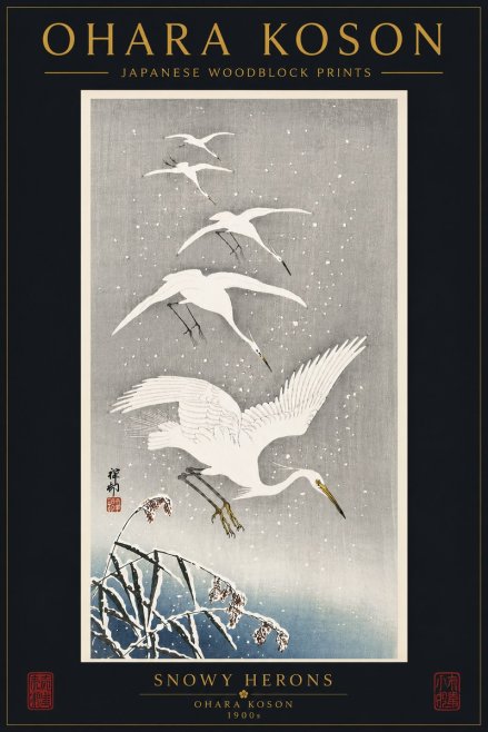 Ohara Koson Snowy Herons No6 - Plakat