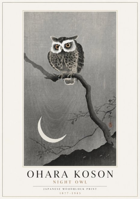 Ohara Koson Night Owl No4 - Plakat