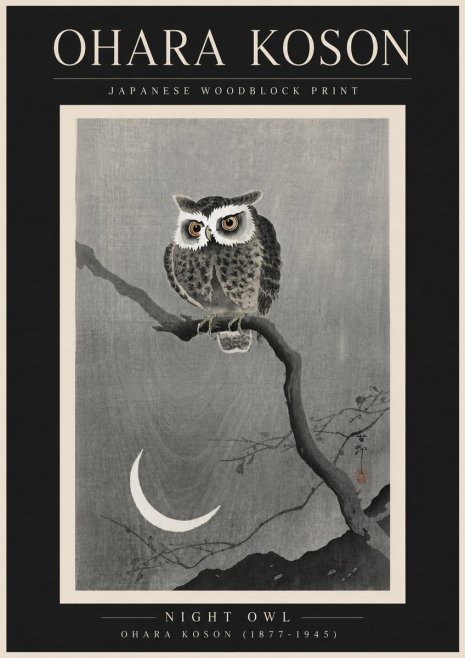 Ohara Koson Night Owl No6 - Plakat
