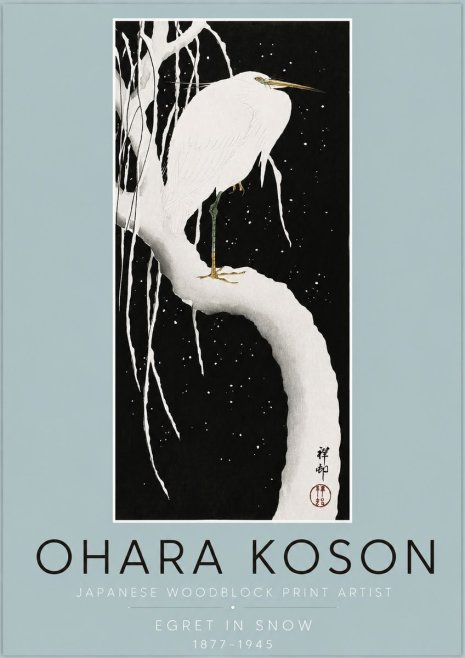 Ohara Koson Egret in Snow No2 - Plakat