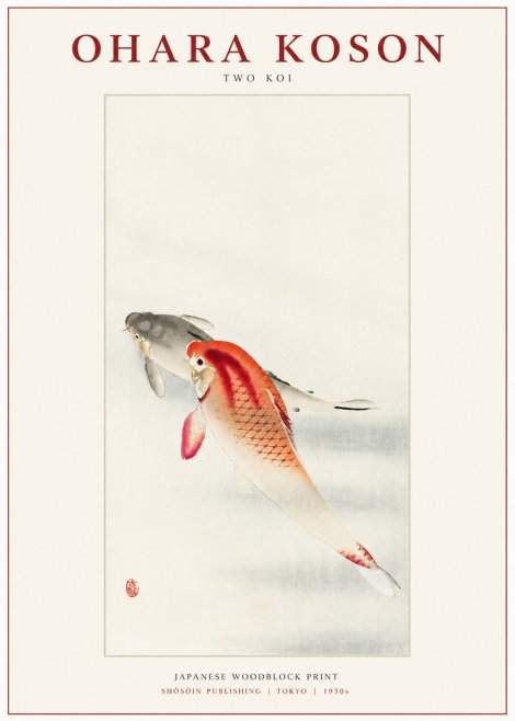 Ohara Koson Two Koi II No3 - Plakat