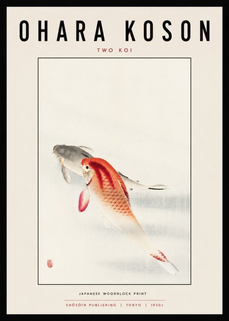 Ohara Koson Two Koi II No5 - Plakat