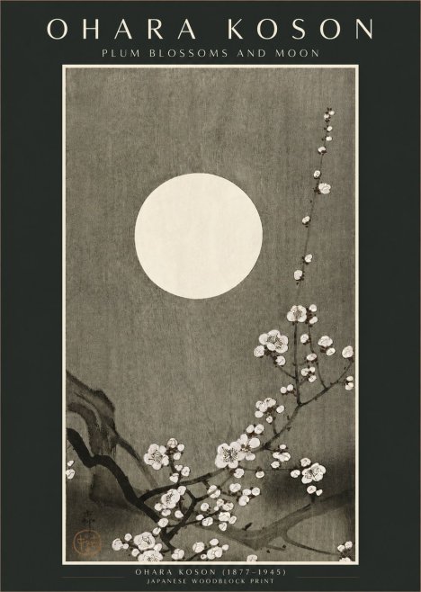 Ohara Koson Plum Blossoms and Moon No2 - Plakat