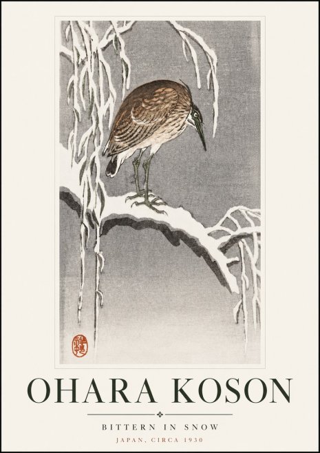 Ohara Koson Bittern in Snow No3 - Plakat