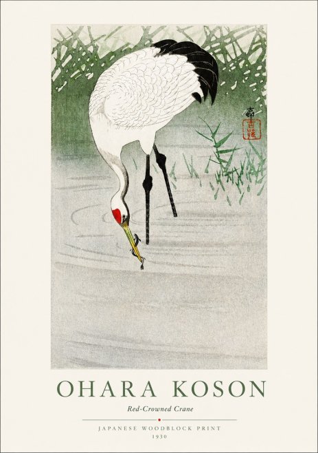 Ohara Koson Red-crowned Crane No1 - Plakat