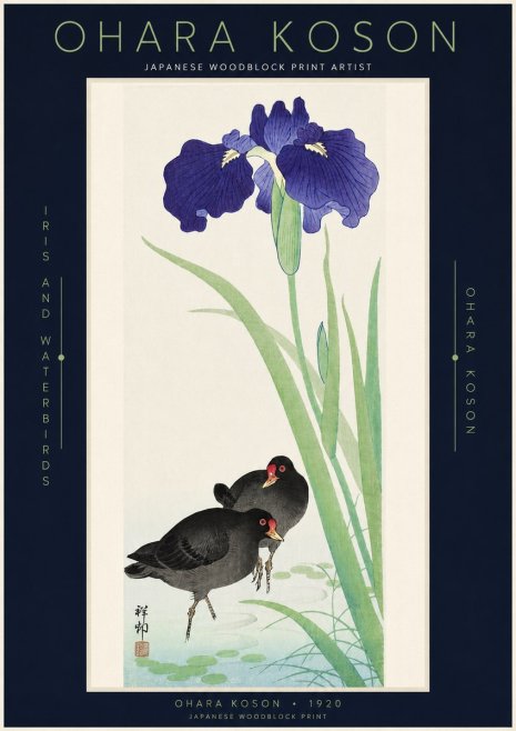 Ohara Koson Iris and Waterbirds No3 - Plakat