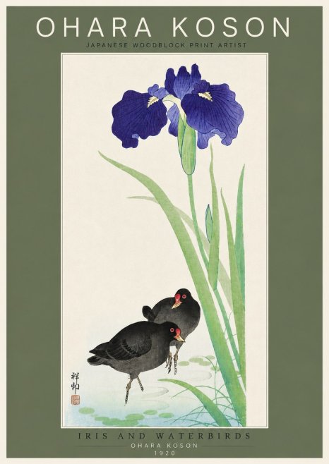 Ohara Koson Iris and Waterbirds No4 - Plakat