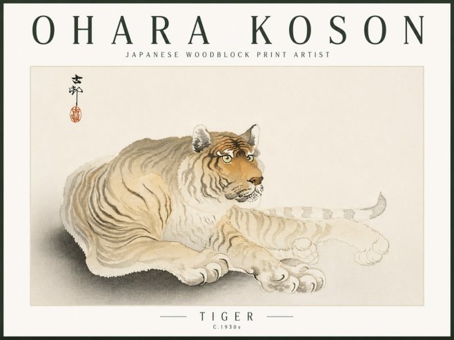 Ohara Koson Tiger No6 - Plakat
