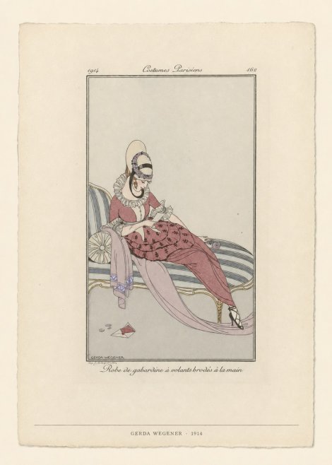 Gerda Wegener Robe De Gabardine À Volants Brodés À La Main I No6 - Plakat