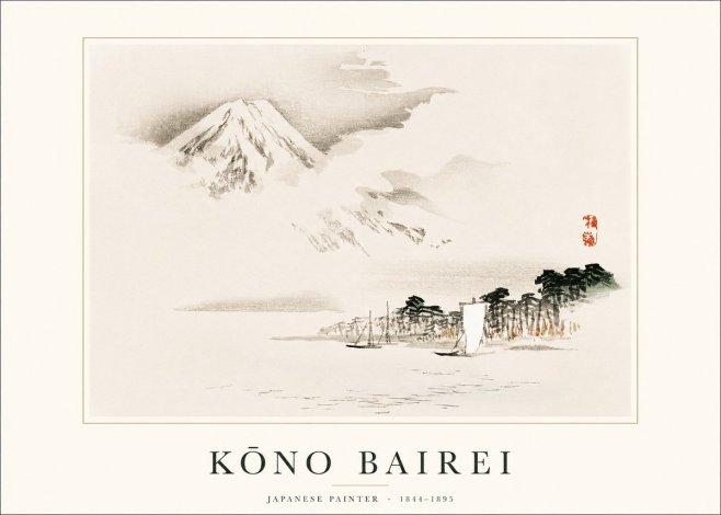 Kōno Bairei Mount Fuji with Boats No1 - Plakat