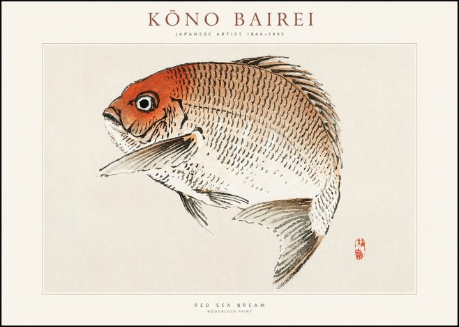 Kōno Bairei Red Sea Bream No1 - Plakat