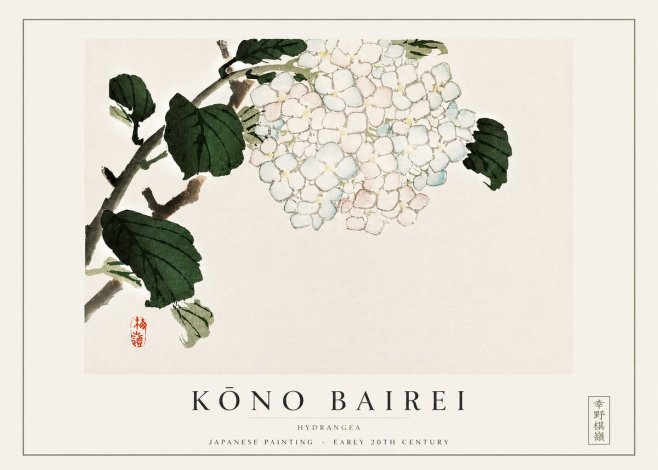 Kōno Bairei Hydrangea No3 - Plakat