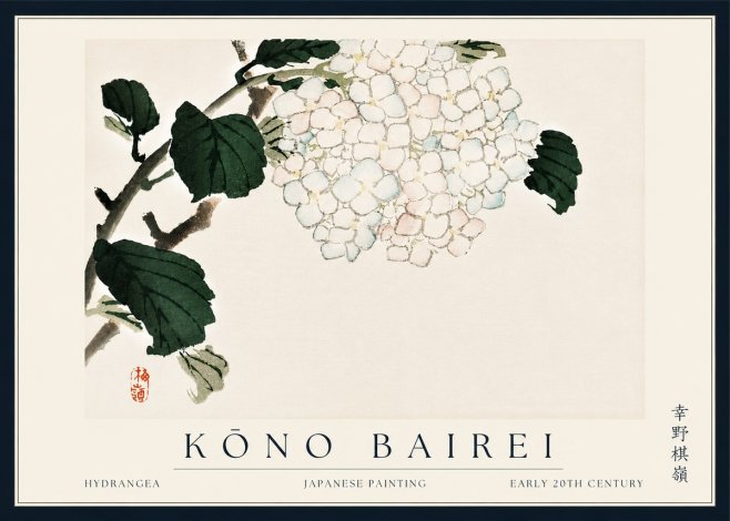 Kōno Bairei Hydrangea No5 - Plakat