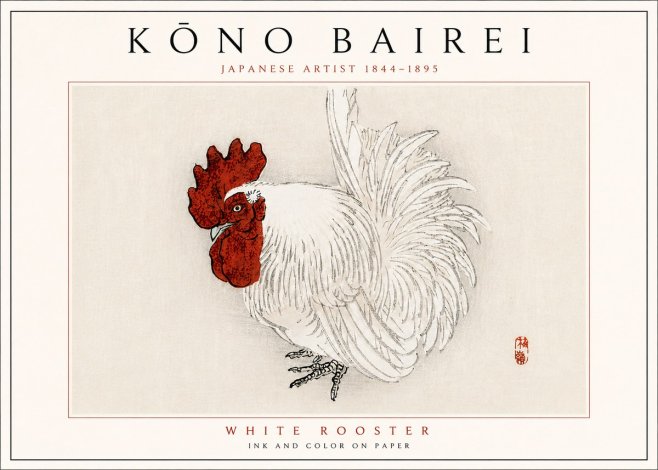 Kōno Bairei White Rooster No6 - Plakat