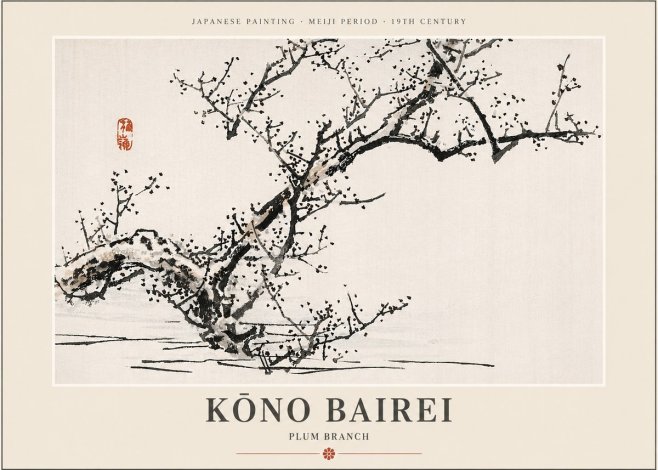 Kōno Bairei Plum Branch No4 - Plakat