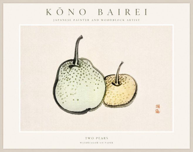 Kōno Bairei Two Pears No1 - Plakat