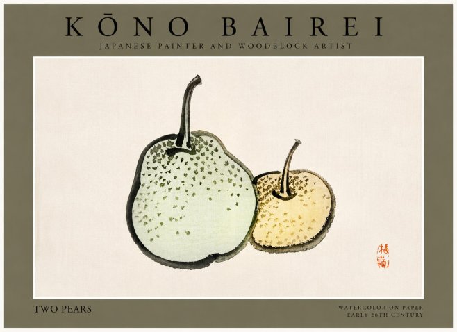 Kōno Bairei Two Pears No3 - Plakat
