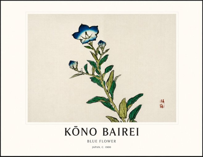 Kōno Bairei Blue Flower No1 - Plakat