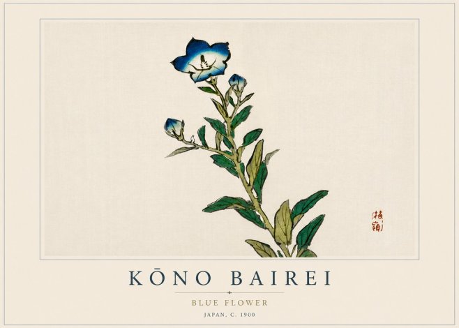 Kōno Bairei Blue Flower No4 - Plakat