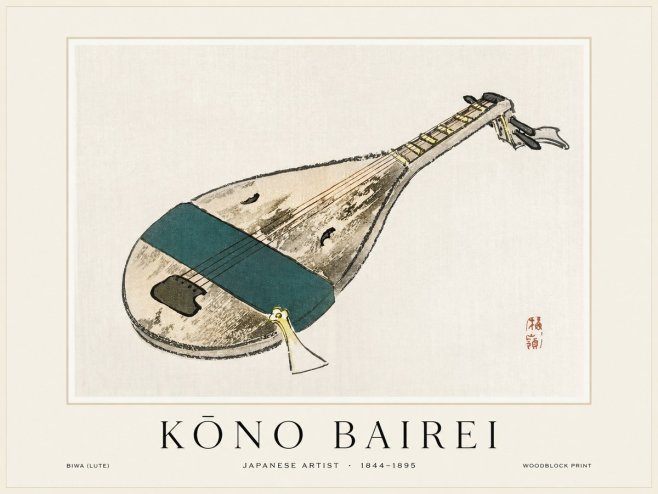 Kōno Bairei Biwa (Lute) No1 - Plakat