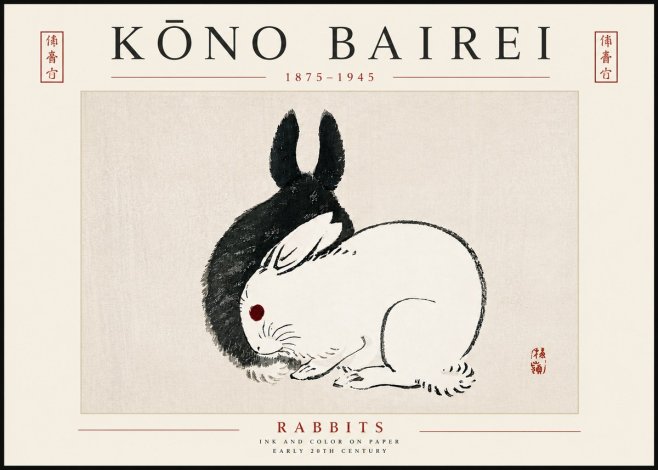 Kōno Bairei Rabbits No5 - Plakat