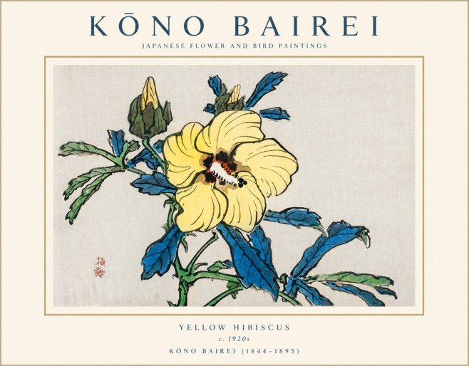 Kōno Bairei Yellow Hibiscus No1 - Plakat