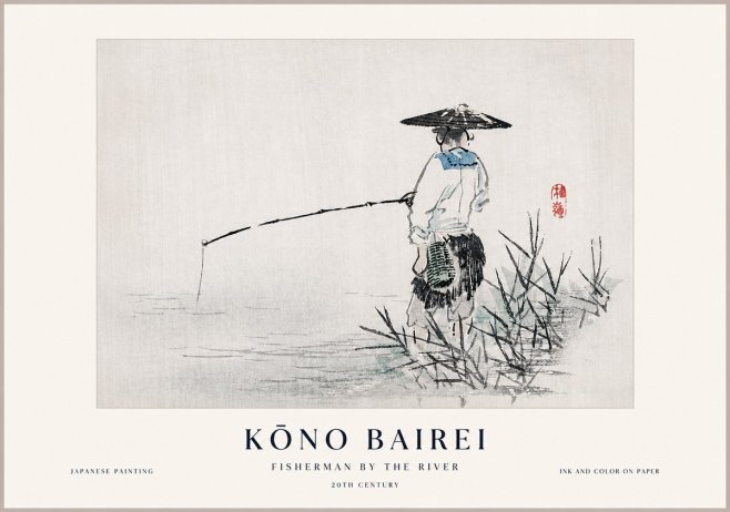 Kōno Bairei Fisherman by the River No1 - Plakat