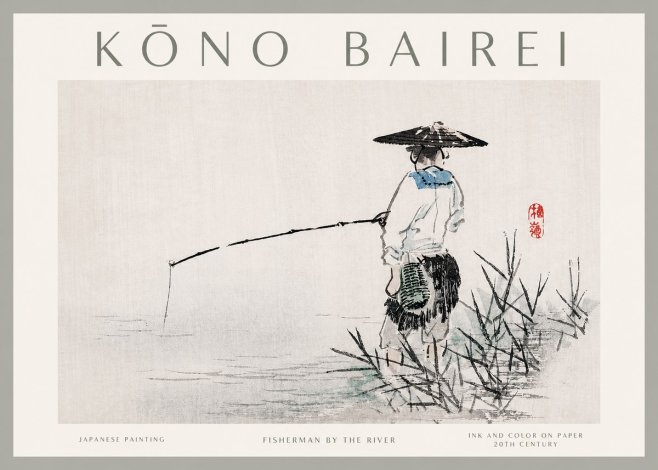 Kōno Bairei Fisherman by the River No2 - Plakat