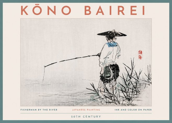 Kōno Bairei Fisherman by the River No4 - Plakat