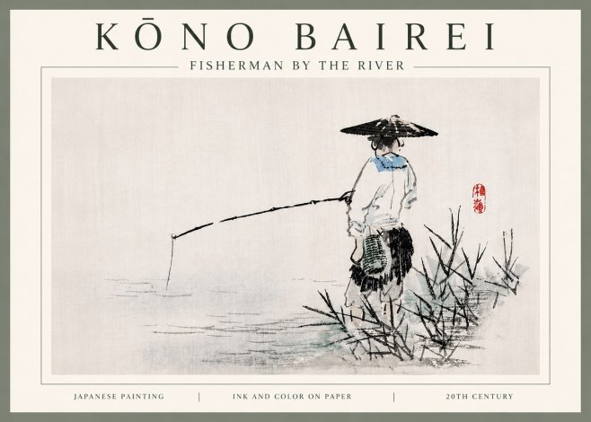 Kōno Bairei Fisherman by the River No6 - Plakat