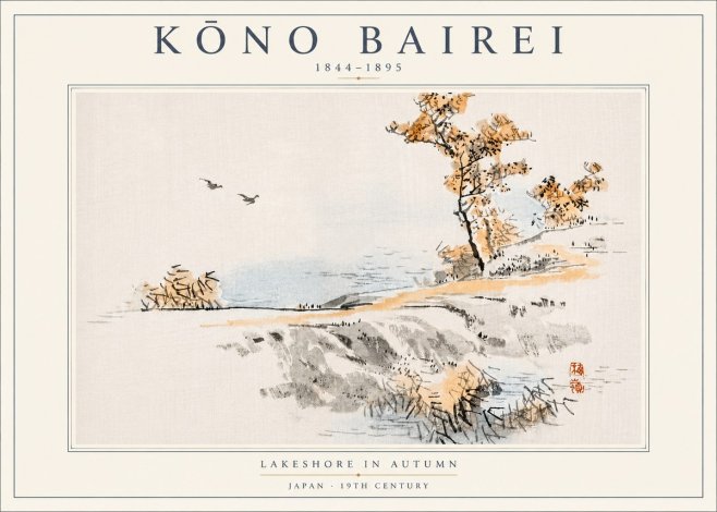 Kōno Bairei Lakeshore in Autumn No4 - Plakat