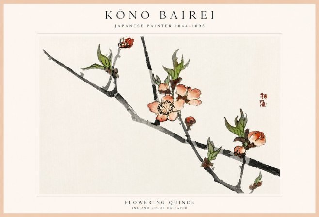 Kōno Bairei Flowering Quince No1 - Plakat
