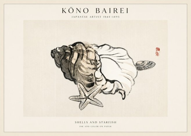 Kōno Bairei Shells and Starfish No1 - Plakat