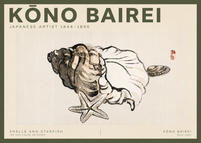 Kōno Bairei Shells and Starfish No2 - Plakat