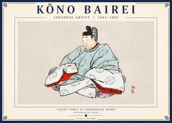 Kōno Bairei Court Noble in Ceremonial Robes No3 - Plakat