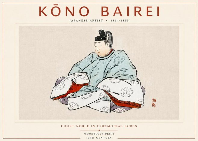 Kōno Bairei Court Noble in Ceremonial Robes No4 - Plakat