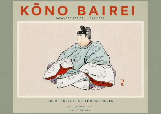 Kōno Bairei Court Noble in Ceremonial Robes No5 - Plakat