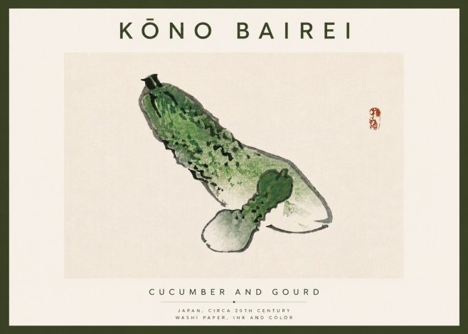 Kōno Bairei Cucumber and Gourd No5 - Plakat