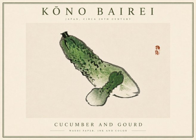 Kōno Bairei Cucumber and Gourd No6 - Plakat