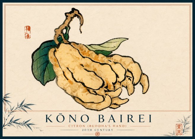 Kōno Bairei Citron (Buddha's Hand) No4 - Plakat