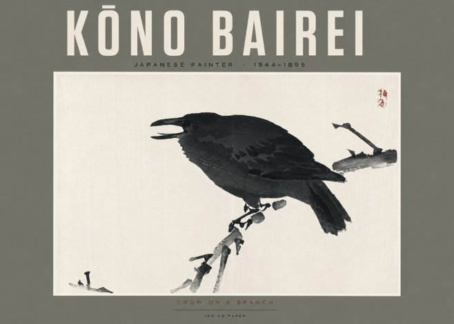 Kōno Bairei Crow on a Branch No2 - Plakat