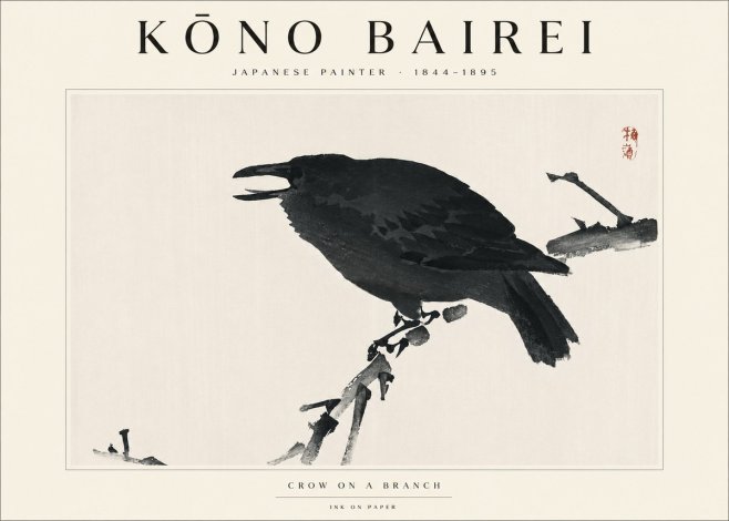 Kōno Bairei Crow on a Branch No3 - Plakat