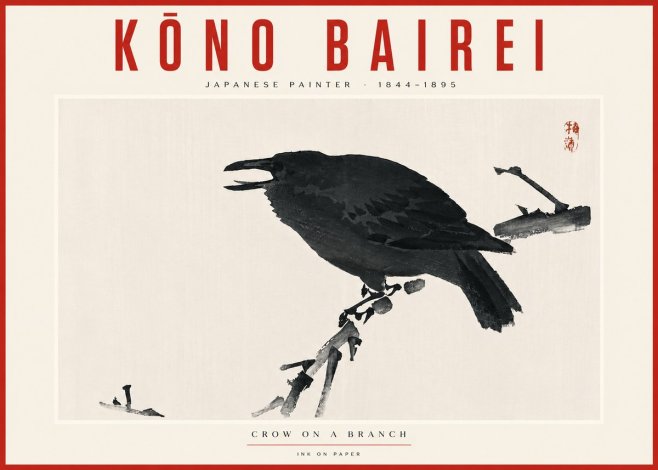Kōno Bairei Crow on a Branch No5 - Plakat