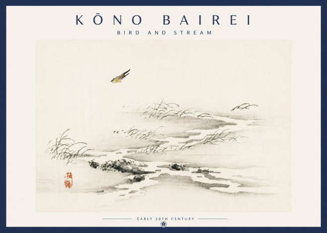 Kōno Bairei Bird and Stream No6 - Plakat